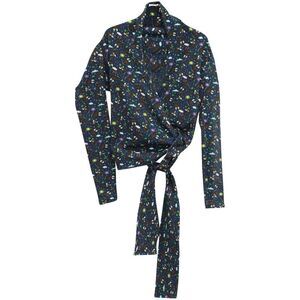 Balenciaga Printed Wrap Top in Multicolor Cotton